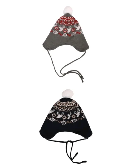 DOPAMINE WINTER Woolen Russian Grey & Blue Color Cap Combo For Babies / Kids (Pack of 2) - 0-12 Months, Woolen, Pack of 2